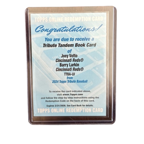 2024 Topps Tribute Joey Votto/Barry Larkin Tandem Auto Book Card SSP